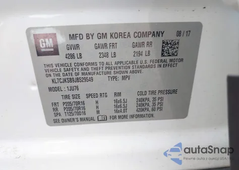 2018 Chevrolet Trax Ls from USA, damaged, VIN KL7CJKSB9JB529549